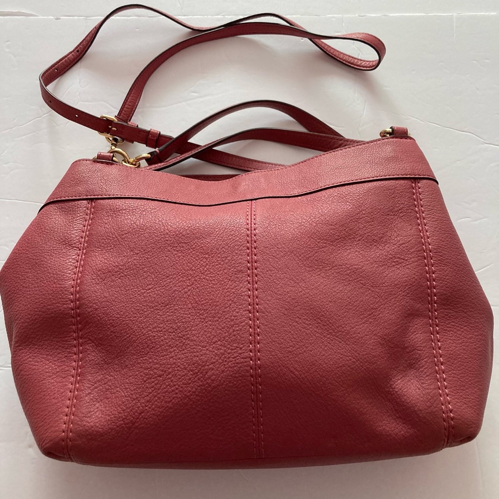 Coach Red Leather Shoulder/Crossbody Bag with Gold Accents magnetic snap closure - Picture 5 of 12